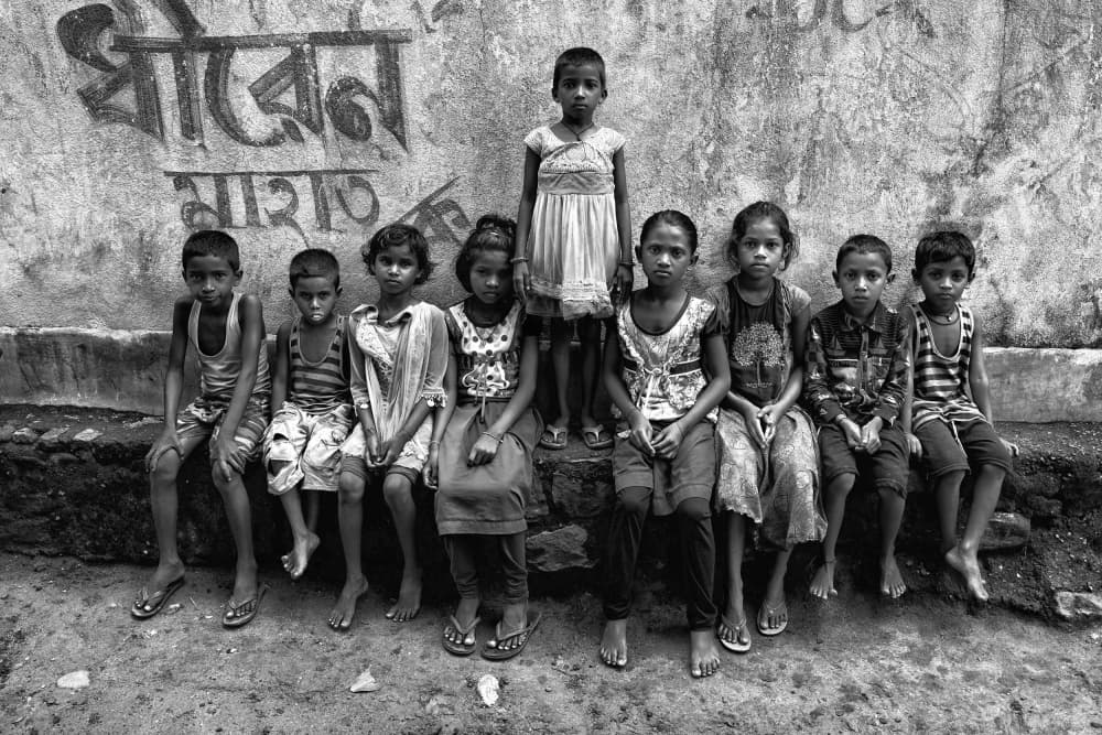 Street Children Group by Shaibal Nandi — canvas wall art