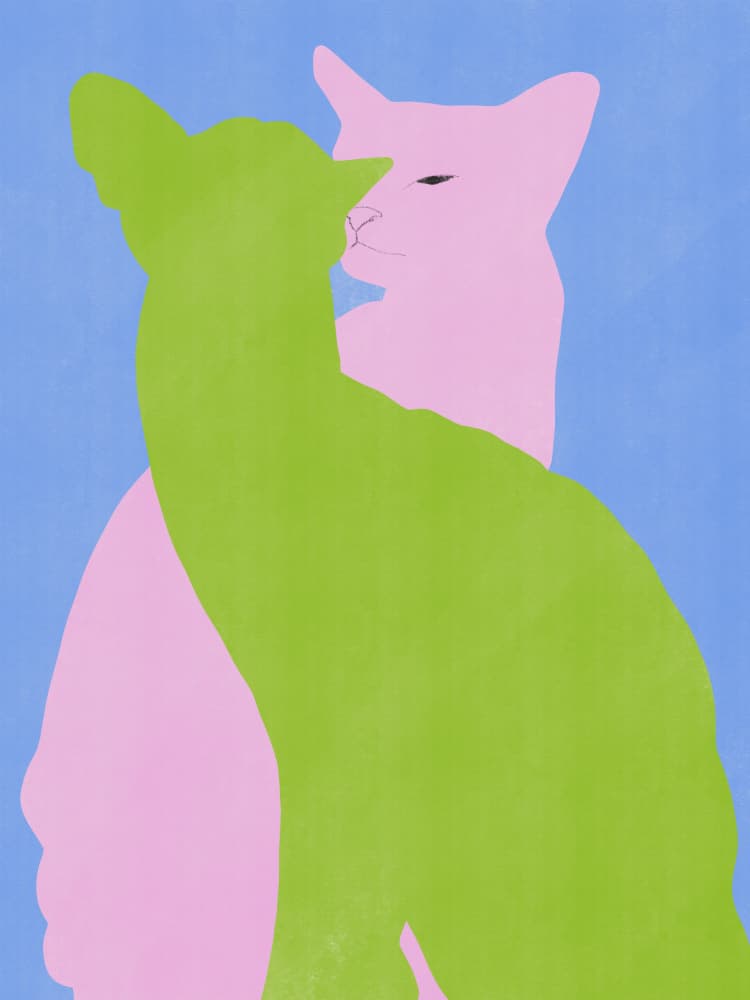 Feline Embrace by Little Dean — canvas wall art