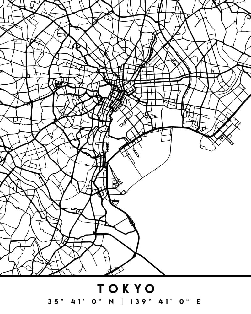 Tokyo City Map by Emiliano Deificus — canvas wall art