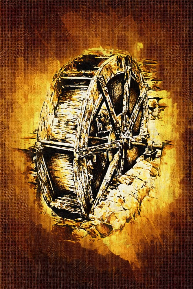 Rustic Water Wheel by Rafal Kulik — canvas wall art