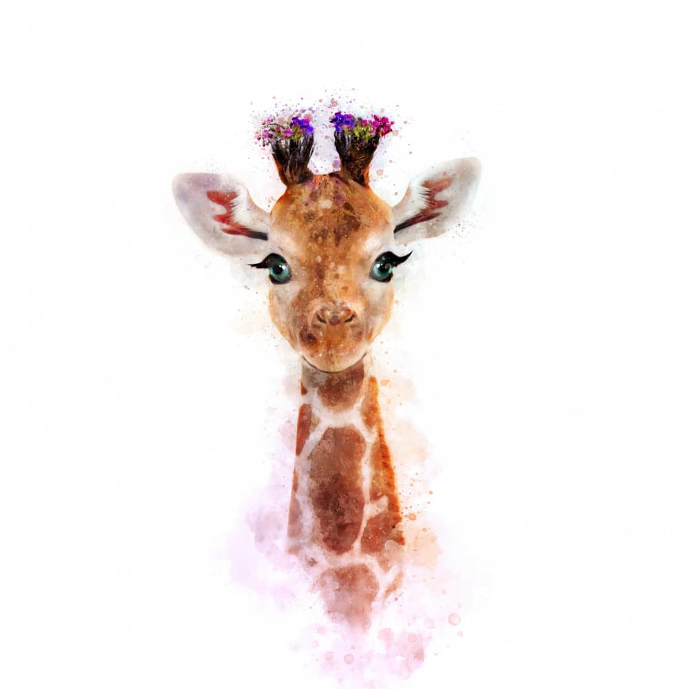 Whimsical Giraffe by Emel Tunaboylu — canvas wall art