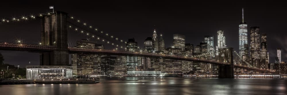 Brooklyn Bridge City Lights by Melanie Viola — canvas wall art