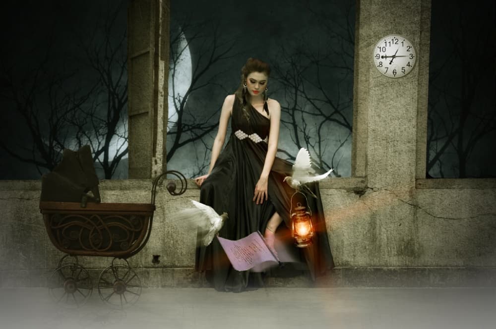 Mysterious Woman By Moonlight by Joey Bangun — canvas wall art