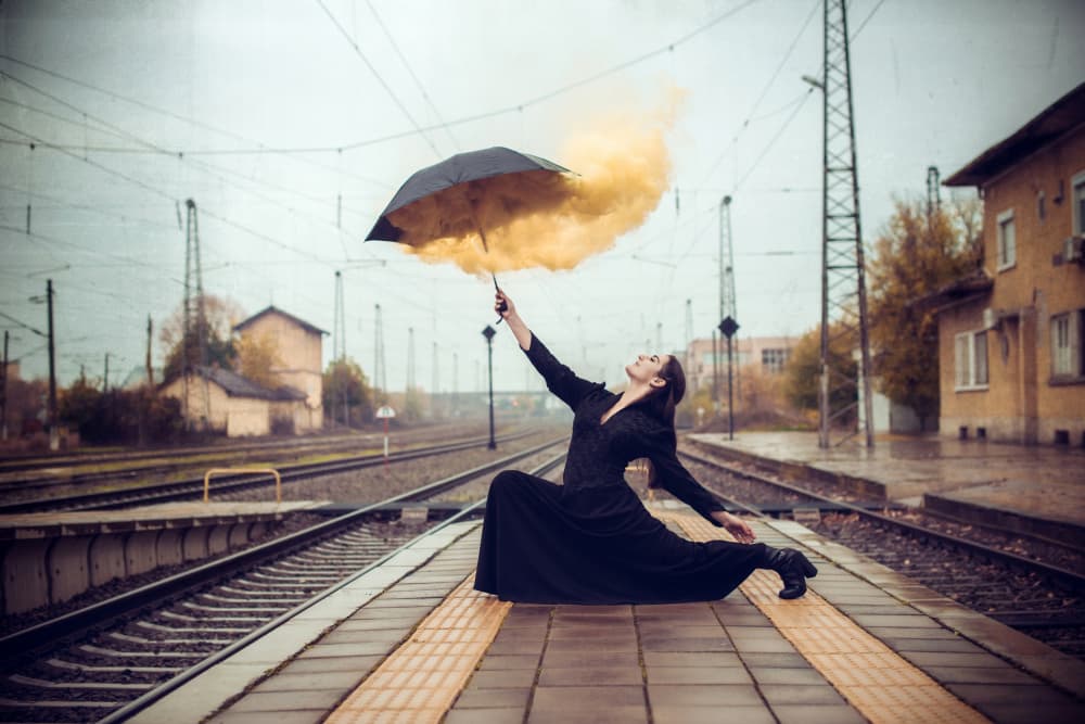 Elegant Woman Golden Smoke by Stefan Kamenov — canvas wall art
