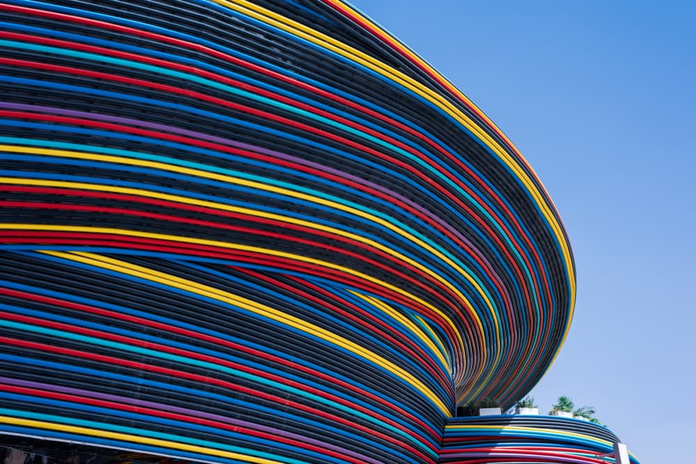 Colorful Striped Architecture by Mohammed Hasan Al Janabi — canvas wall art