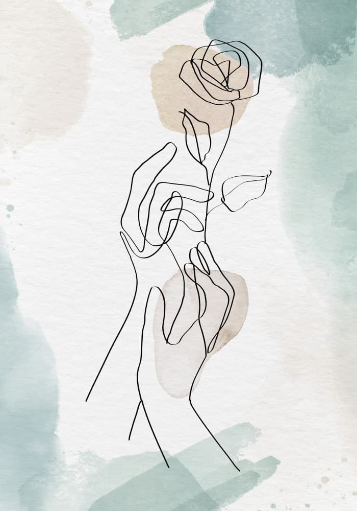 Gentle Hands Rose Line by Fadil Roze — canvas wall art