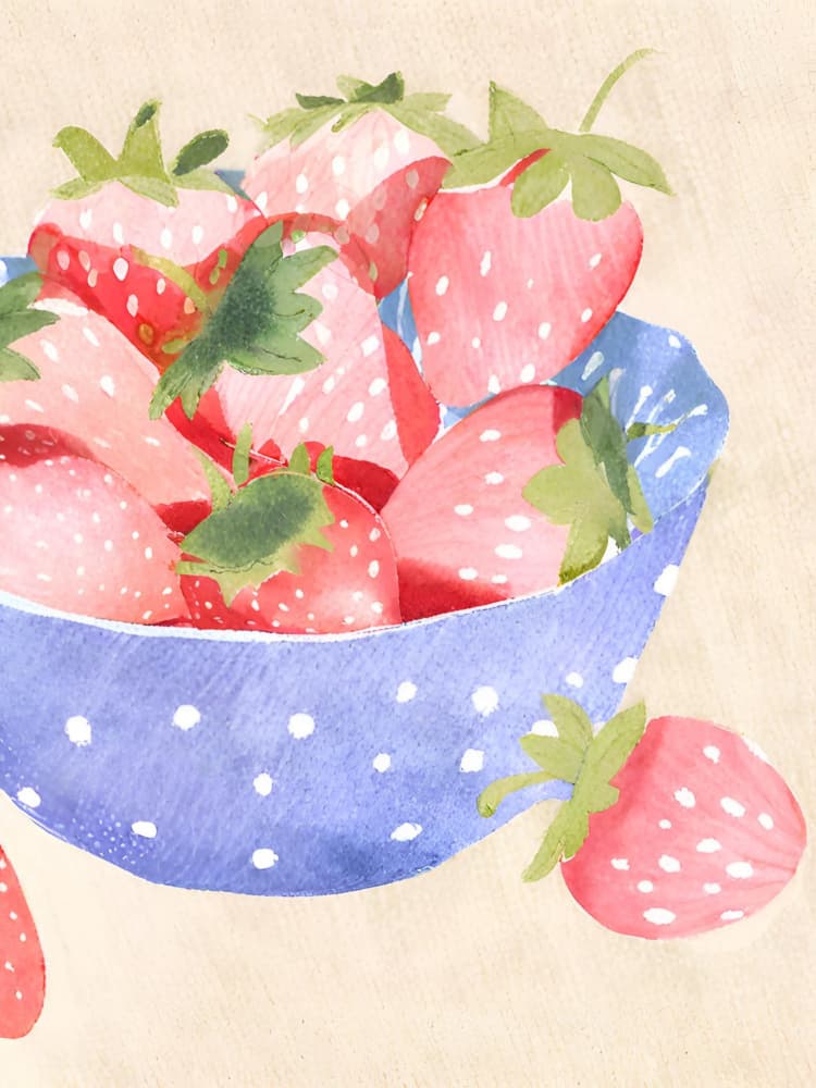 Fresh Strawberry Bowl by Ohkimiko — canvas wall art