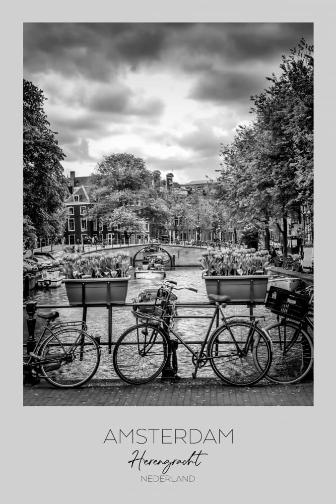 Amsterdam Canal Bicycles by Melanie Viola — canvas wall art