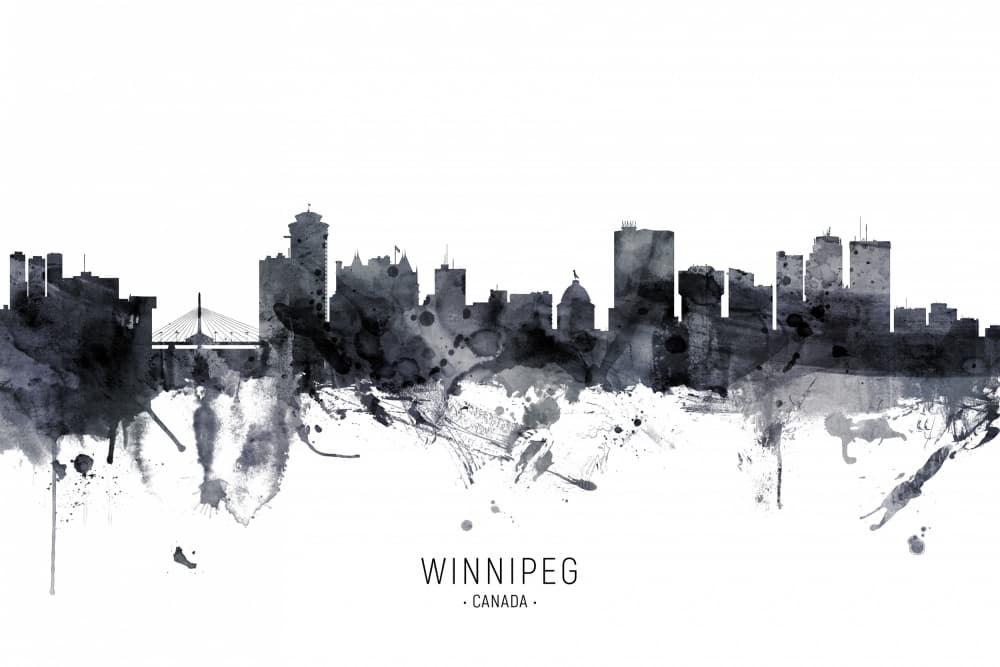 Abstract Winnipeg Skyline by Michael Tompsett — canvas wall art