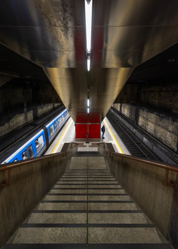 Subway Platform Red Wall by Andy Dauer — canvas wall art