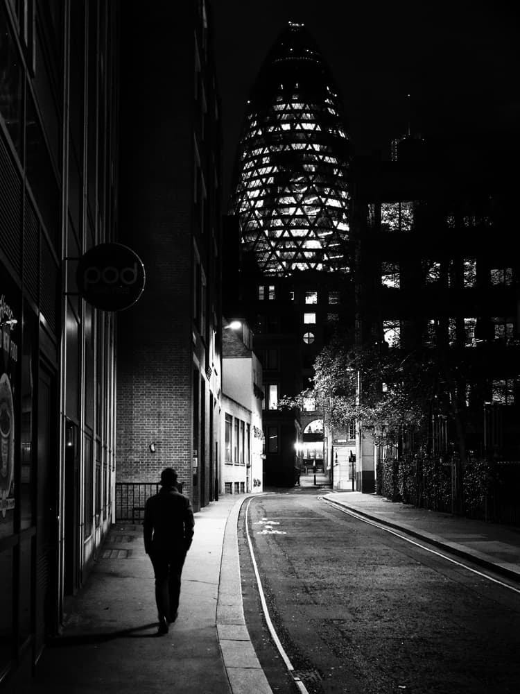 London Gherkin Night by Franz Baumann — canvas wall art