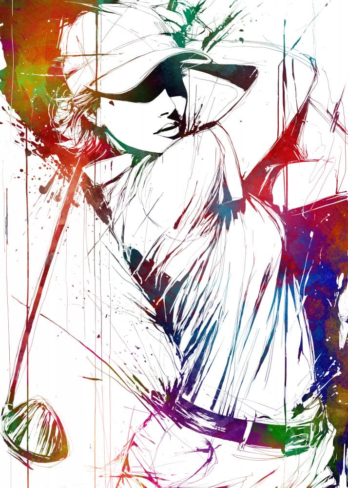 Colorful Golf Swing by Justyna Jaszke — canvas wall art