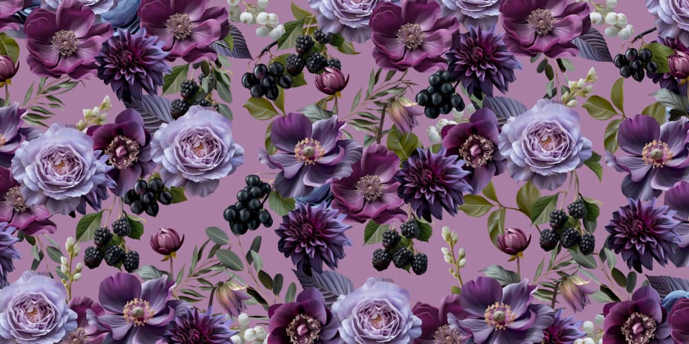 Purple Floral Berries by Sue Skellern — canvas wall art