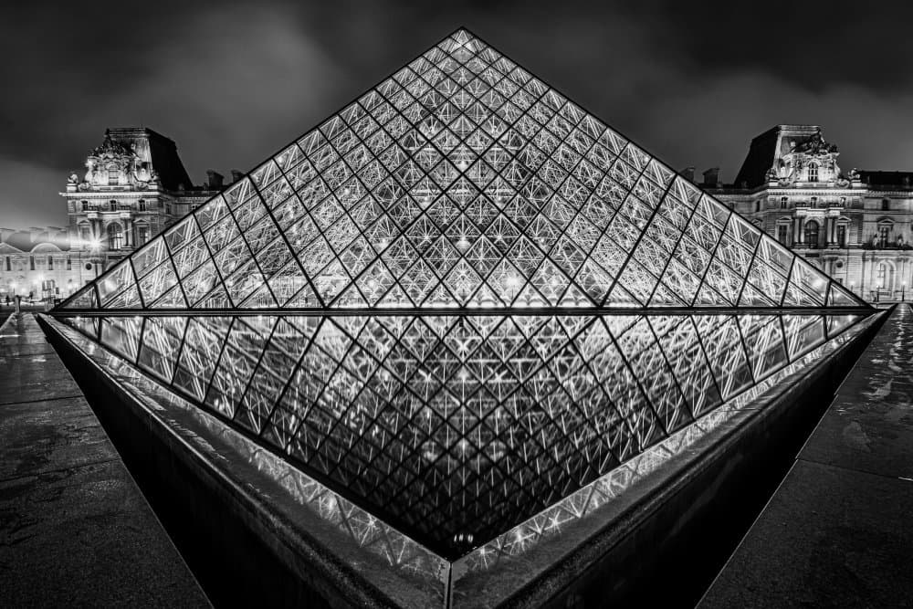 Illuminated Louvre Pyramid by Kobi Benmoshe — canvas wall art