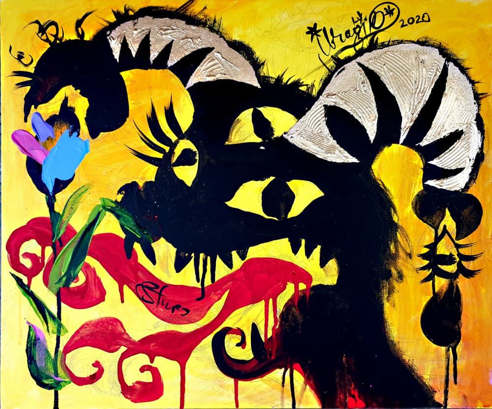 Surreal Monster and Flower by Kanat Ibragimov — canvas wall art