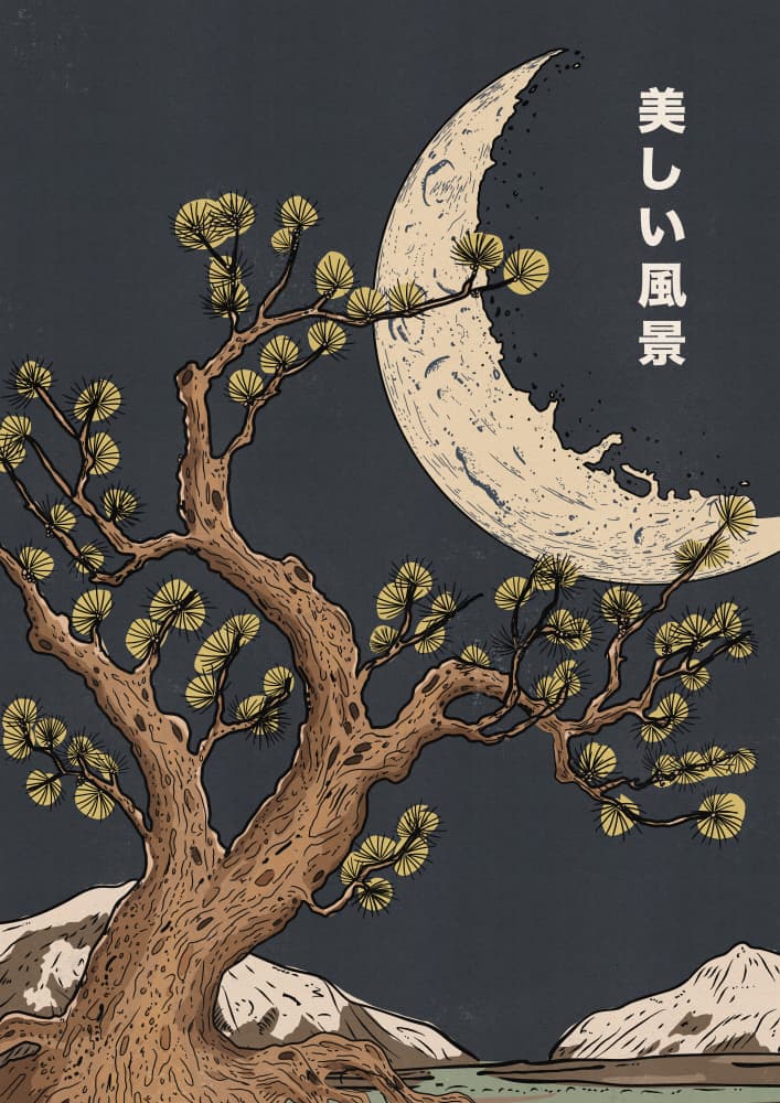 Moonlit Japanese Pine by Nicholas — canvas wall art