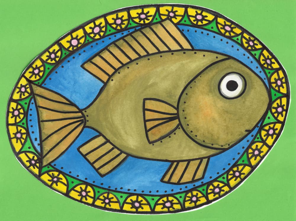 Folk Art Fish by Lerin Freyou — canvas wall art
