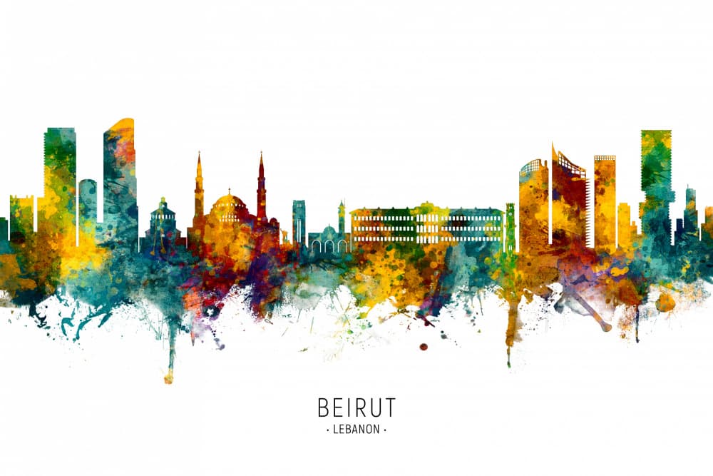 Vibrant Beirut Skyline by Michael Tompsett — canvas wall art