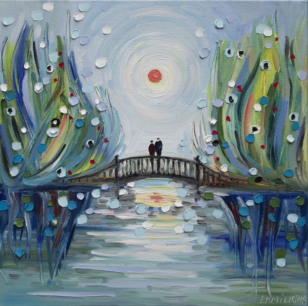 Romantic Bridge Couple by Ekaterina Ermilkina — canvas wall art