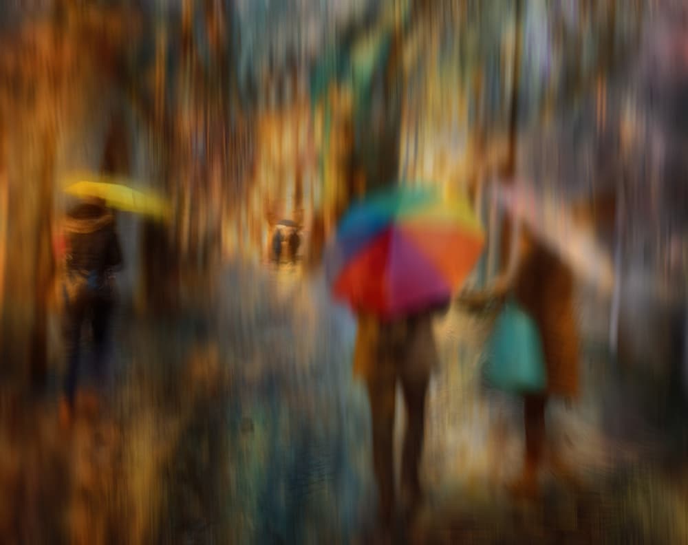 Vibrant City Rain Walk by Anette Ohlendorf — canvas wall art