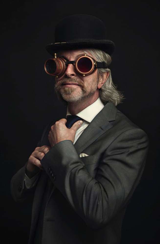 Gentleman in Steampunk Goggles by Baden Bowen — canvas wall art