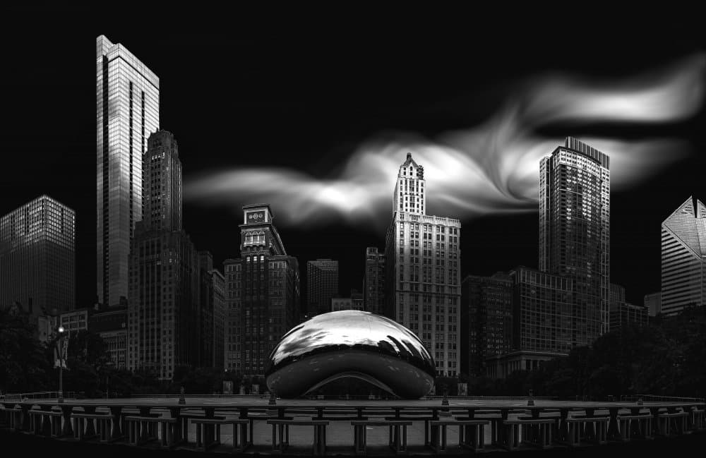 Dramatic Chicago Night by Catherine Wang — canvas wall art