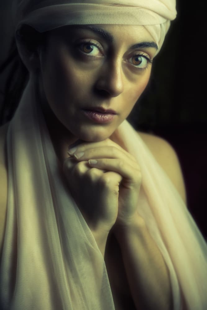 Pensive Draped Woman by Hardik Pandya — canvas wall art