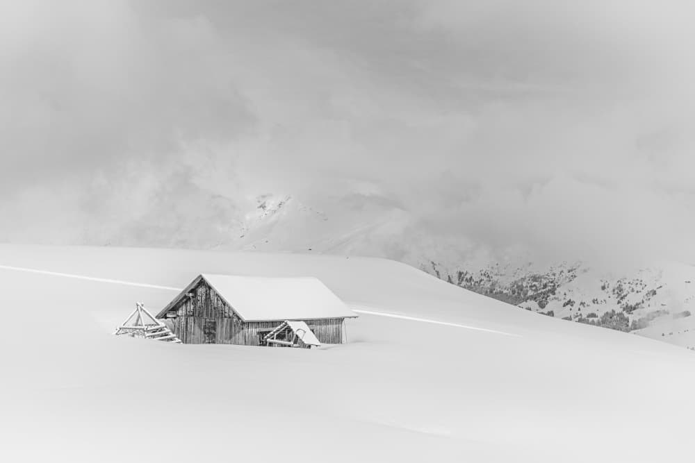 Serene Winter Cabin by Urs Zimmermann — canvas wall art