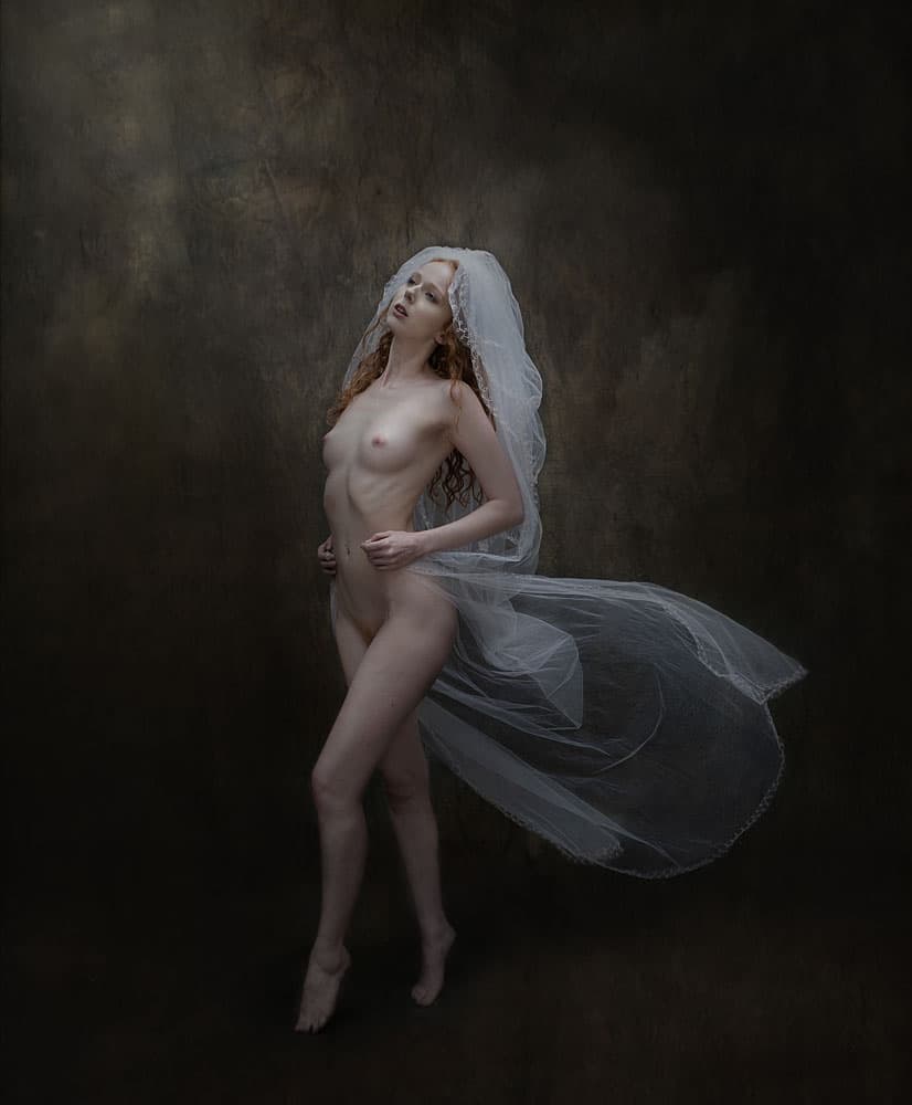 Ethereal Nude with Veil by kenp — canvas wall art