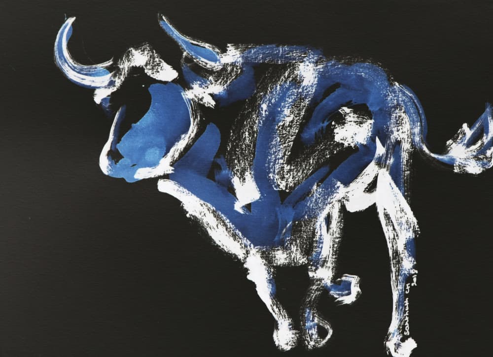 Dynamic Blue Bull by Santhosh ch — canvas wall art