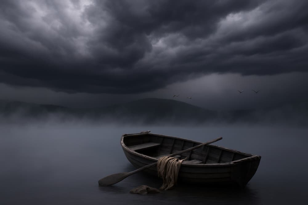 Stormy Lake Rowboat by Yvette Depaepe — canvas wall art
