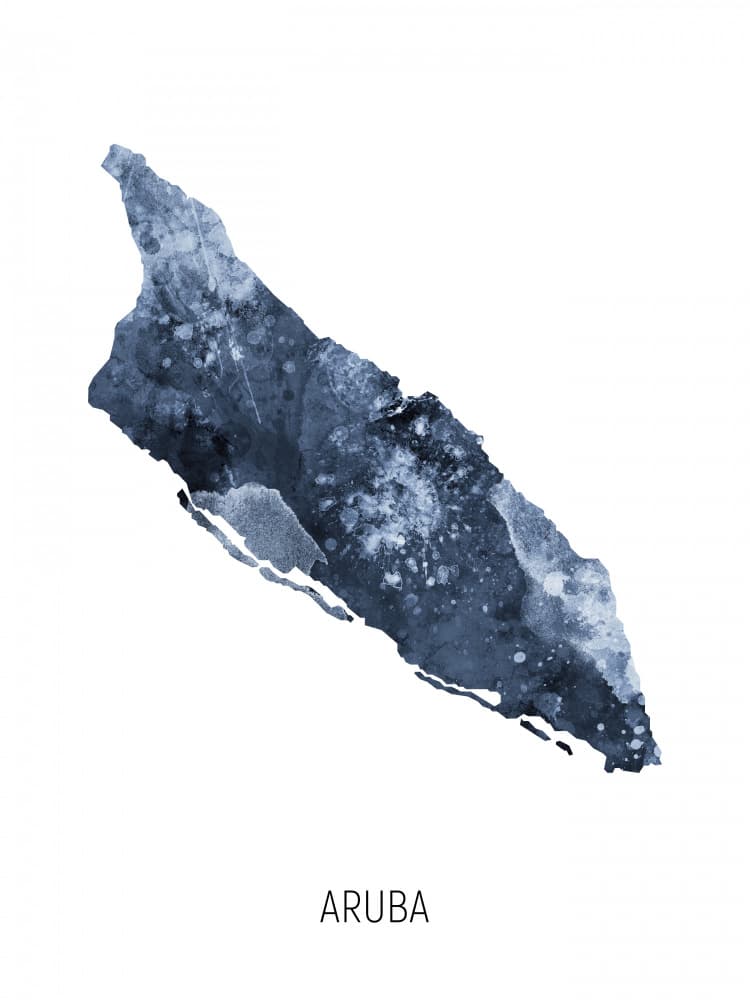 Aruba Watercolor Map by Michael Tompsett — canvas wall art