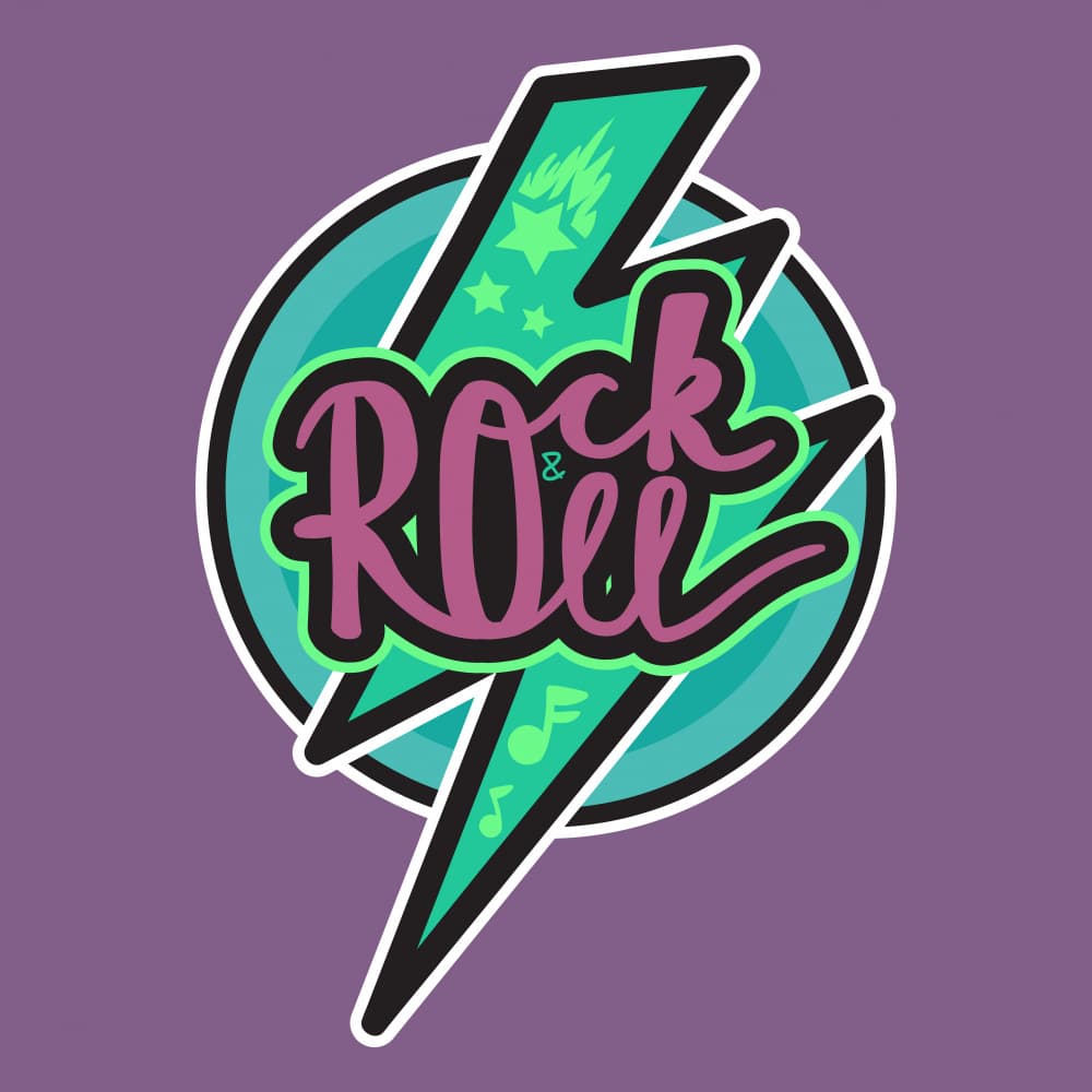 Rock & Roll Lightning by Marika Barsrsind — canvas wall art