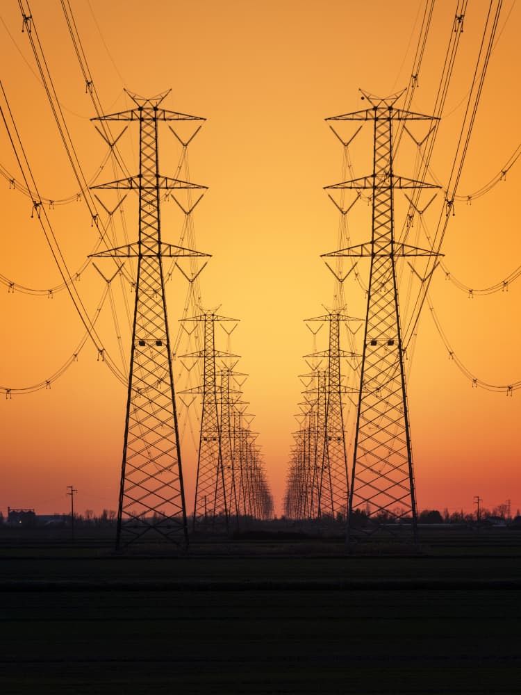 Golden Hour Power Lines by Andrea Comari — canvas wall art