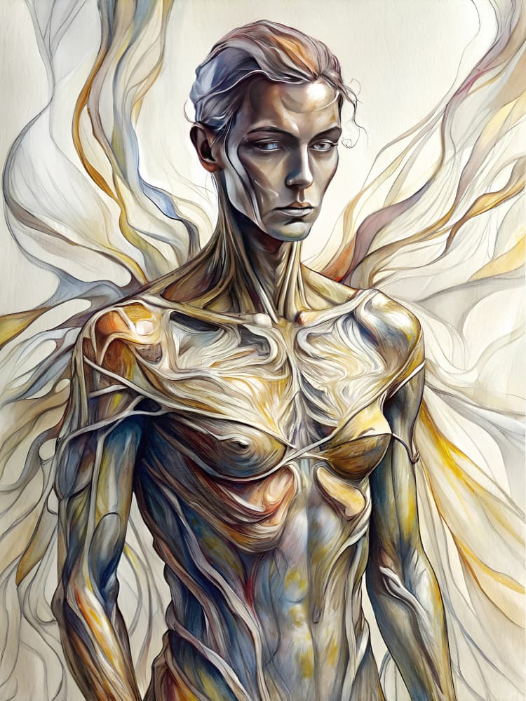 Ethereal Flowing Figure by Miguel Bruzual — canvas wall art