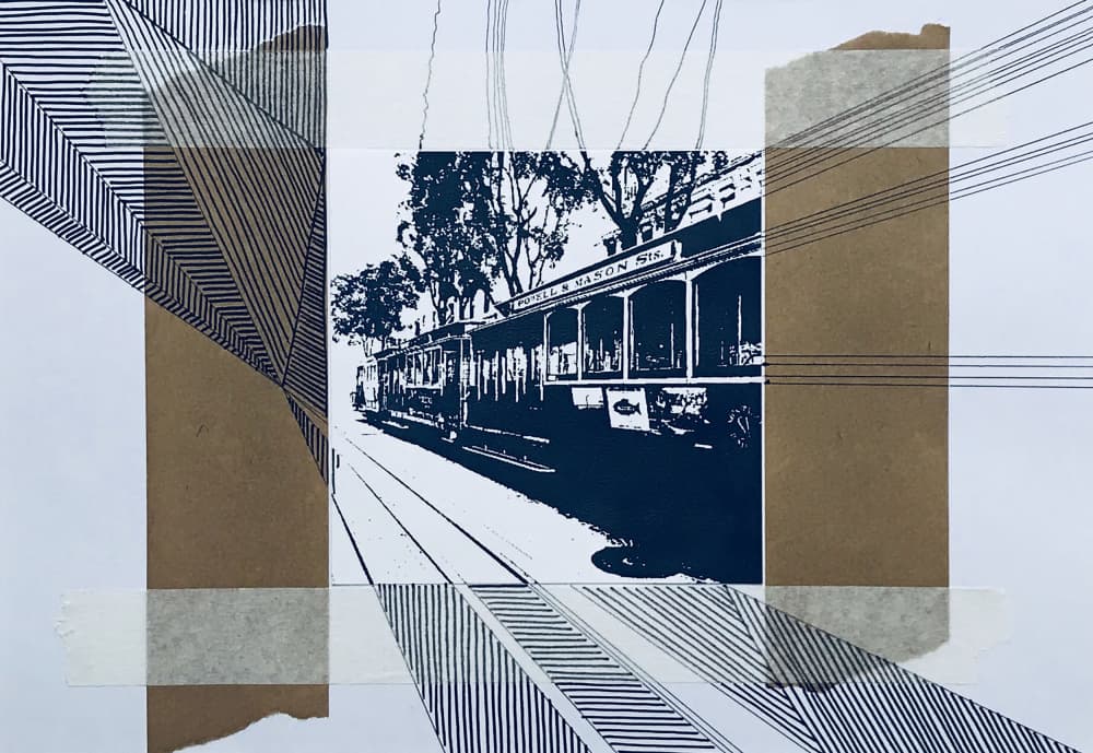 Graphic San Francisco Tram by kellymariesmith — canvas wall art