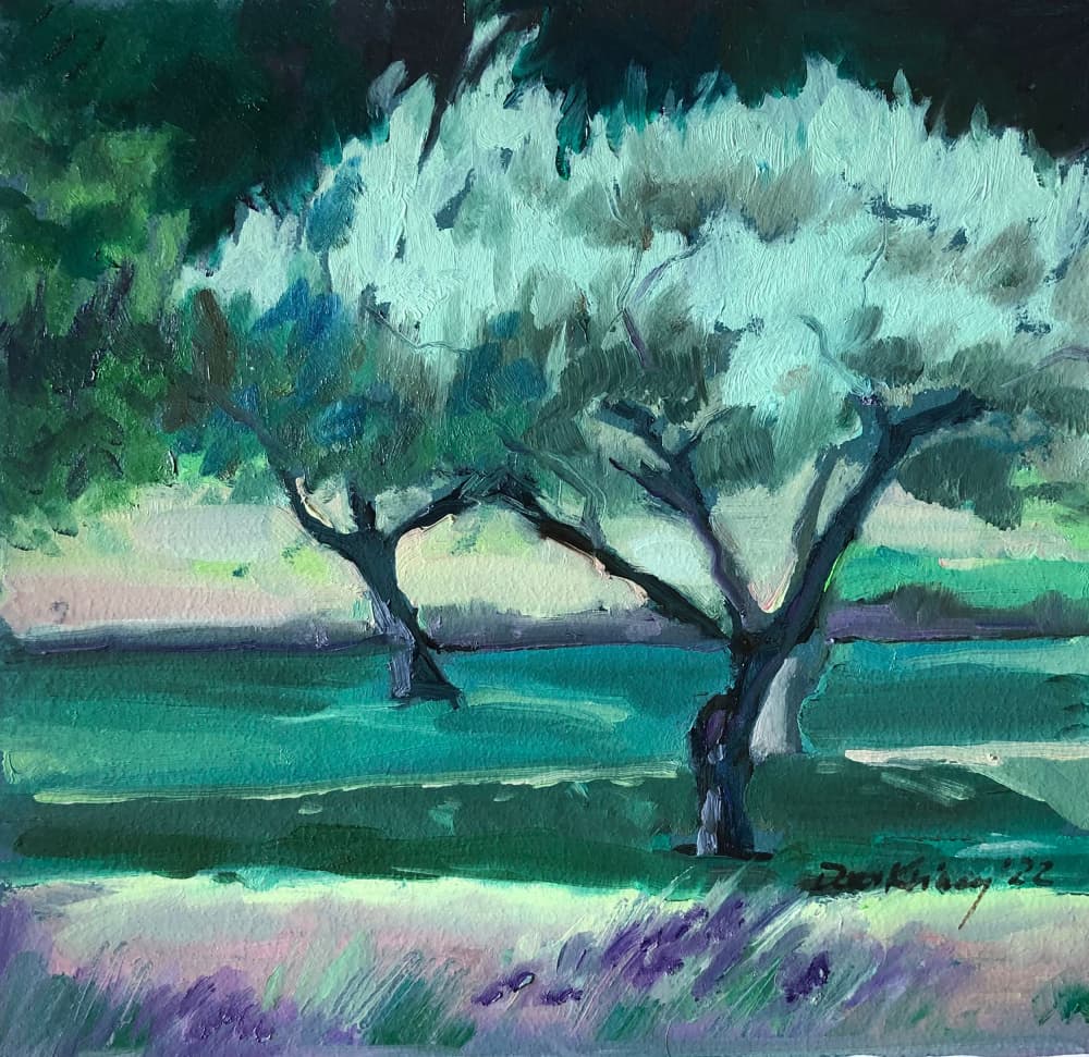 Painterly Olive Grove by Dora Krincy — canvas wall art
