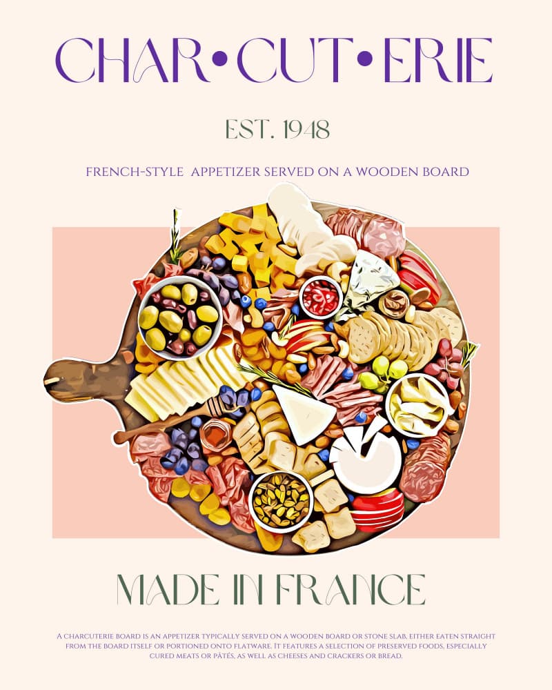 French Charcuterie Board by Nazma Khokhar — canvas wall art