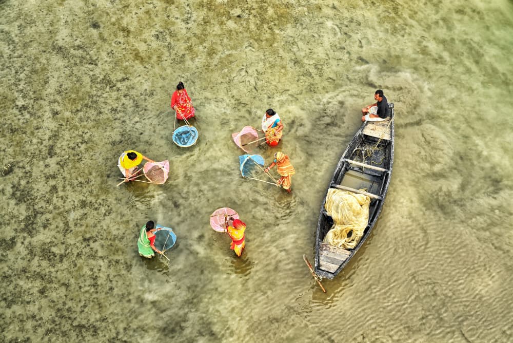 Overhead River Fishing by Abhraneel Chakraborty — canvas wall art