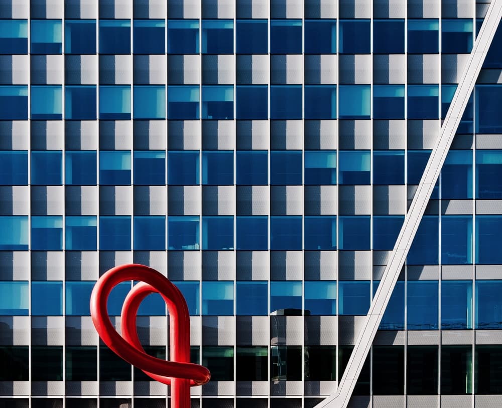 Geometric Facade Red Sculpture by Henk van Maastricht — canvas wall art