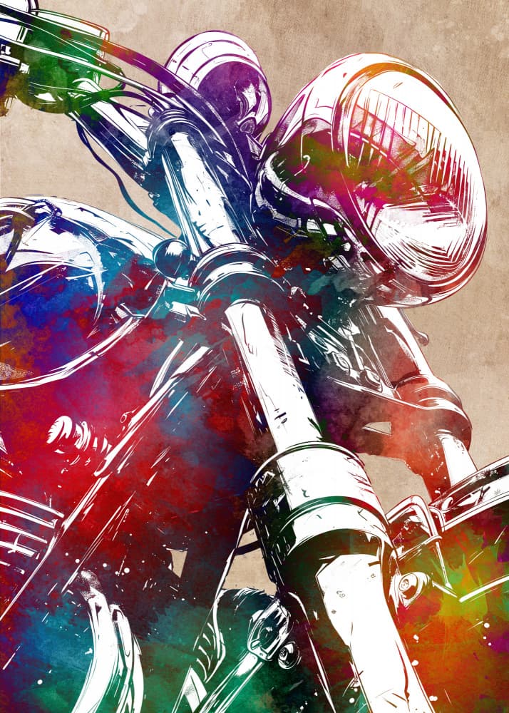Colorful Motorcycle Headlight by Justyna Jaszke — canvas wall art