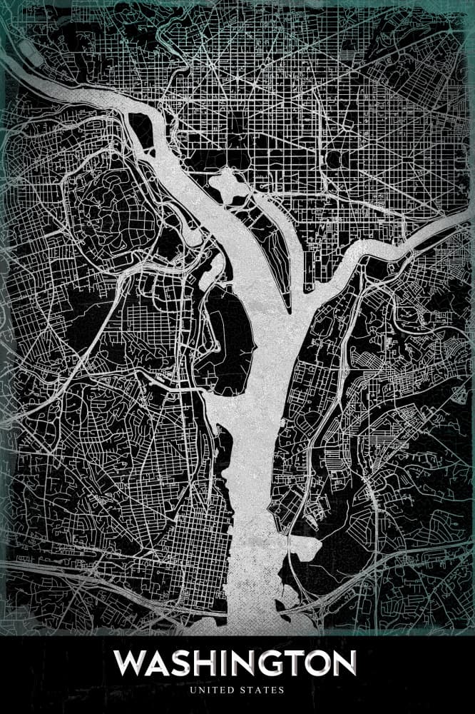 Washington DC City Map by StudioSix — canvas wall art