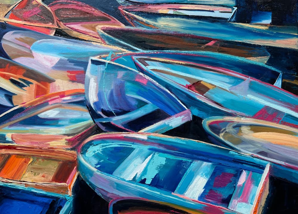 Boats by Maxine Shore — canvas wall art