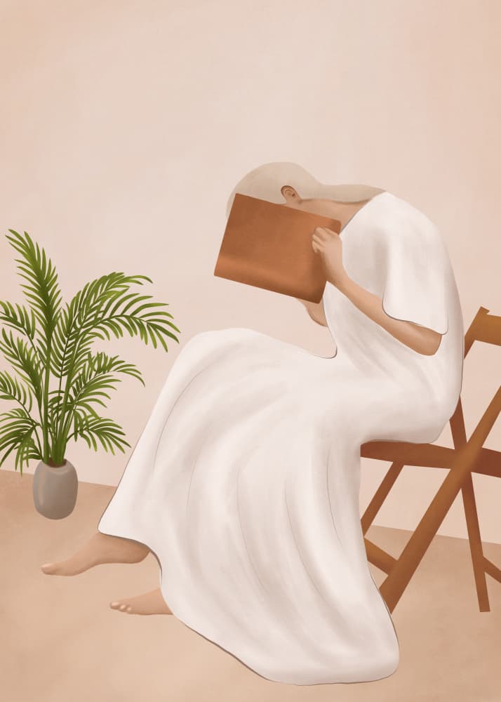 Serene Woman Reading by City Art — canvas wall art