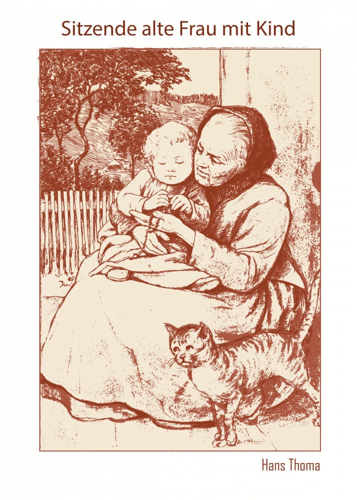 Old Woman Child And Cat by Doa Project — canvas wall art