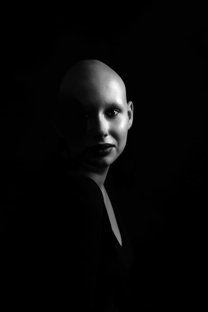 Shadowed Bald Woman by Ruth Franke — canvas wall art