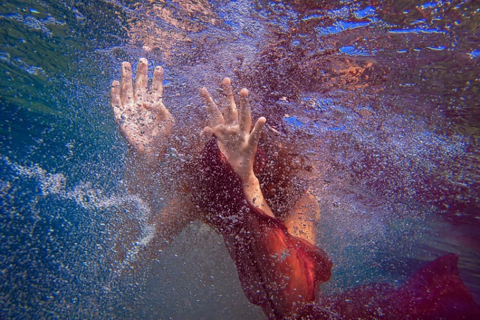 Submerged Red Dress by Dmitry Frizel — canvas wall art