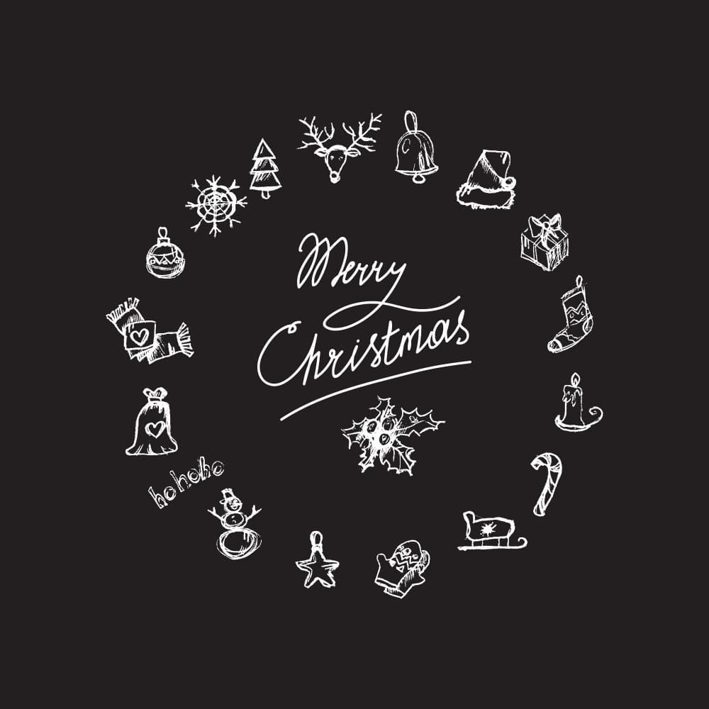 Merry Christmas Chalk Wreath by Marika Barsrsind — canvas wall art