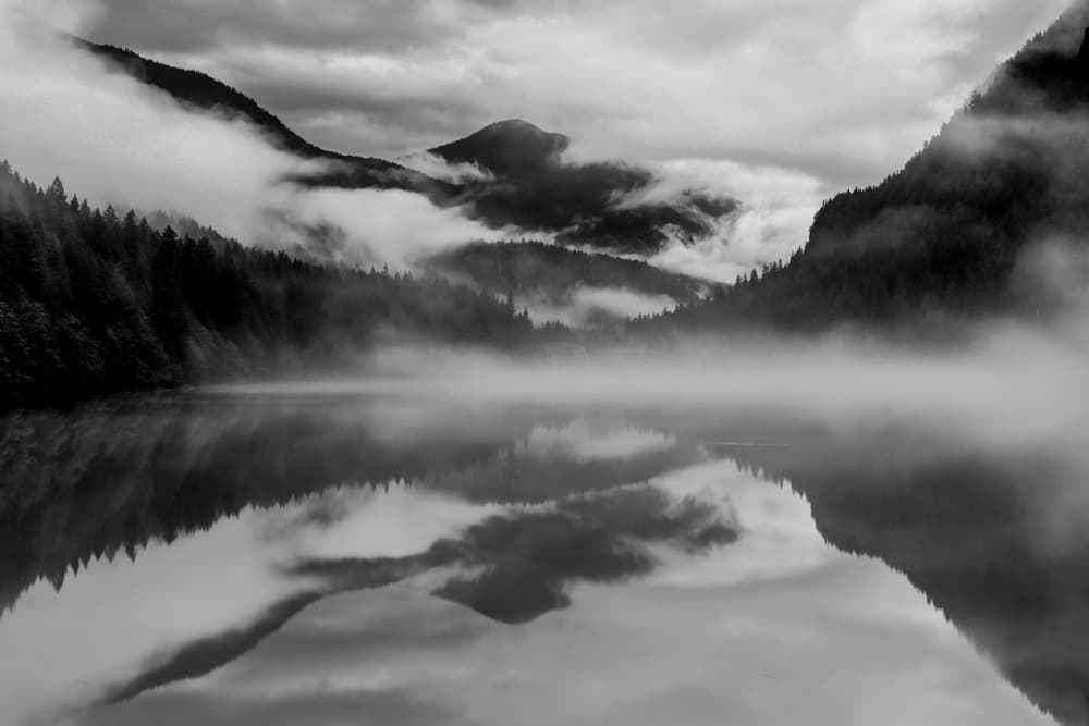 Misty Lake Reflection by James K. Papp — canvas wall art