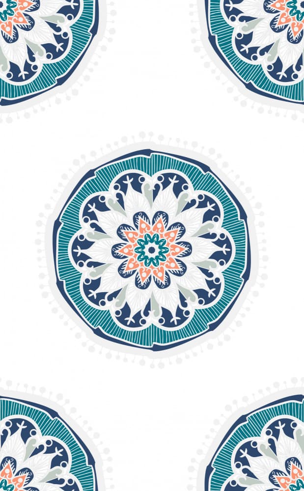 Teal Floral Mandala by Marika Barsrsind — canvas wall art